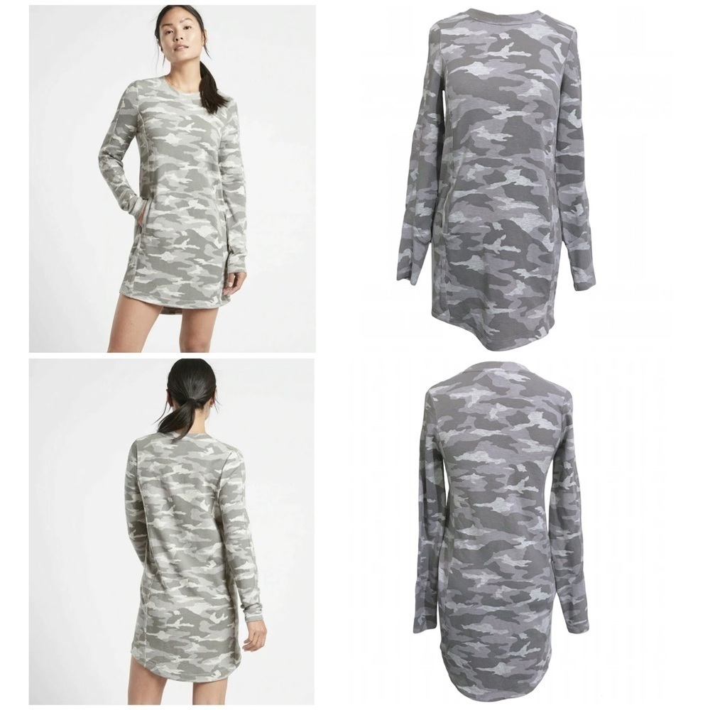 ATHLETA Balance Dress Camo Lux Grey Heather XXSmall #982685 Long Sleeve